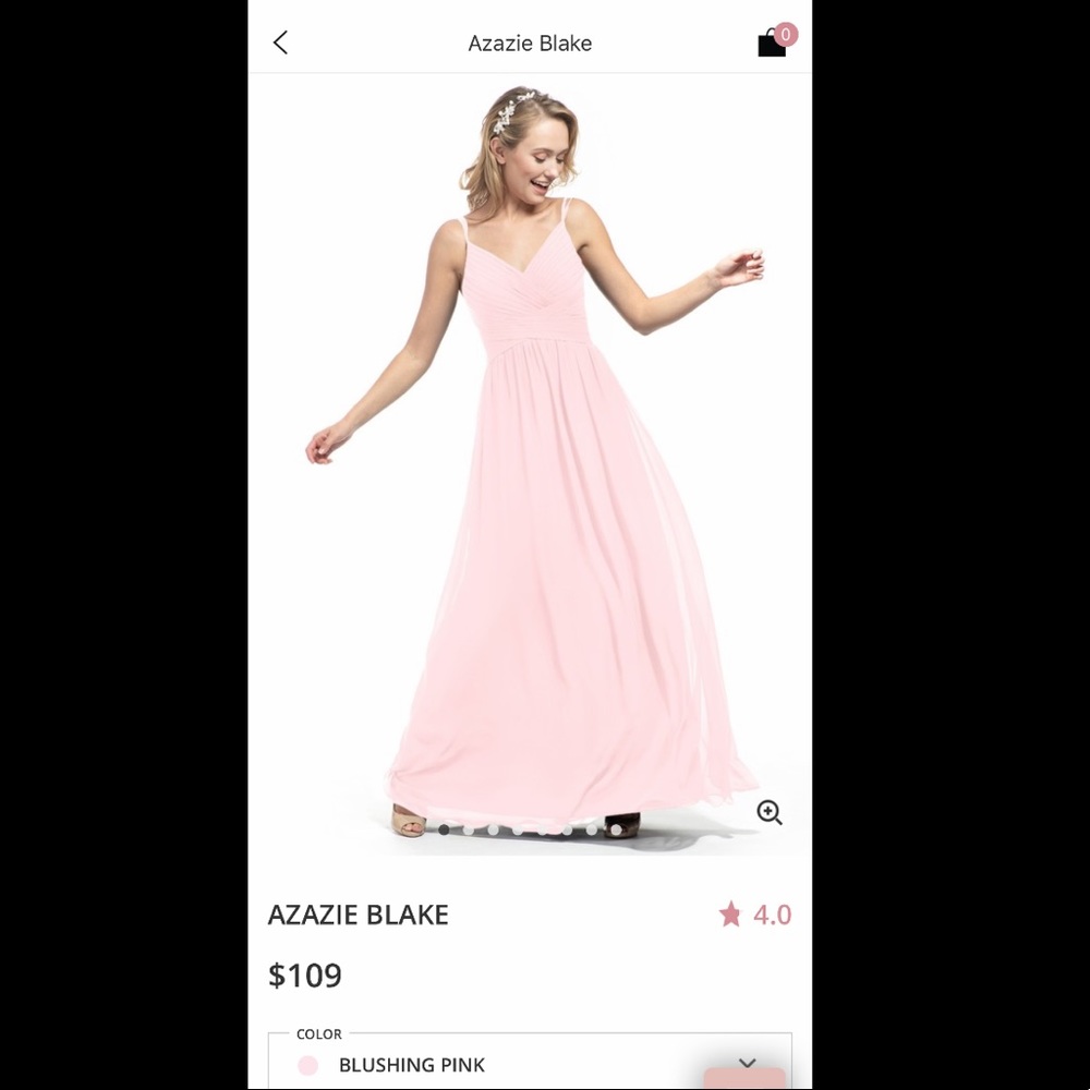 Azazie Blushing Pink Blake Bridesmaid Dress Size 6